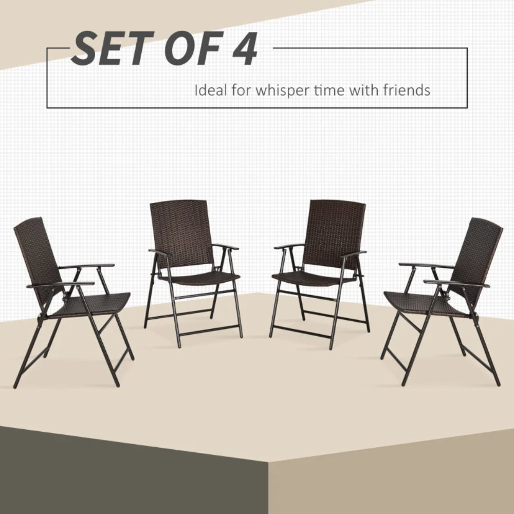 Outsunny Set of Two Folding Rattan Seat Chairs