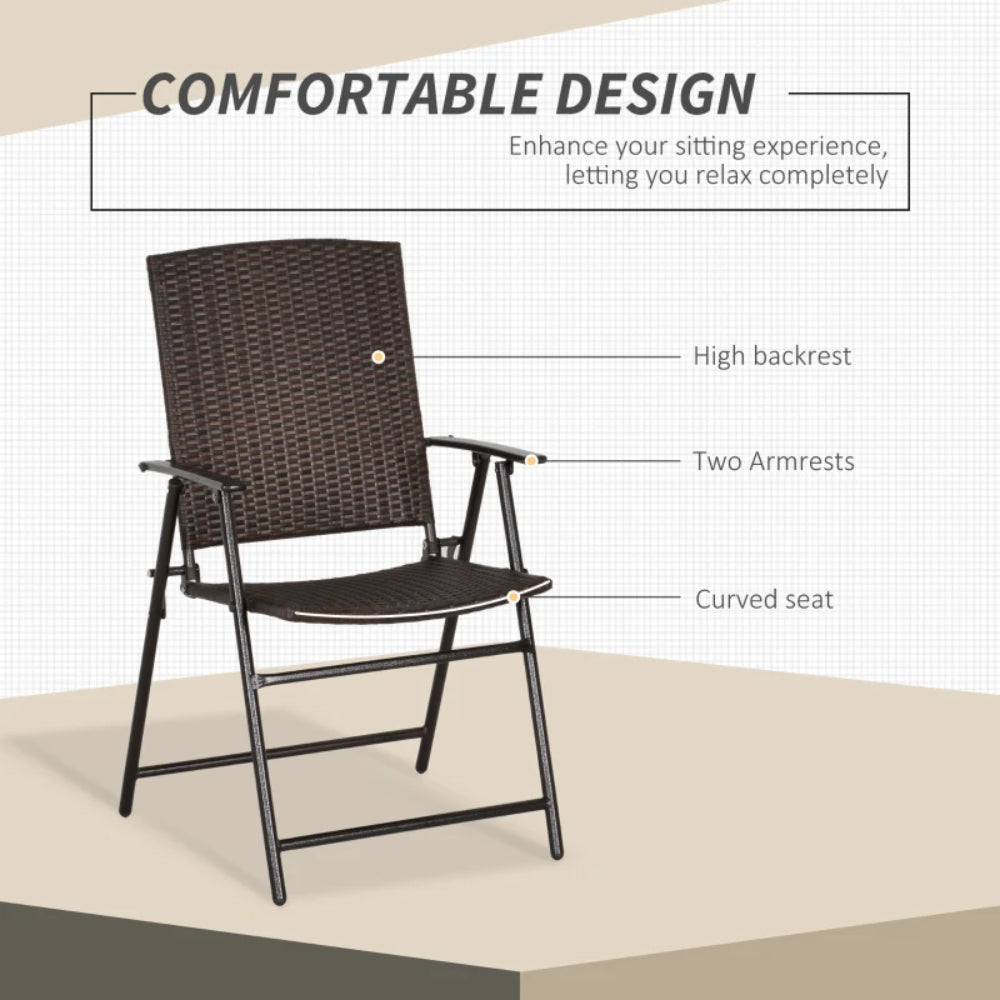 Outsunny Set of Two Folding Rattan Seat Chairs