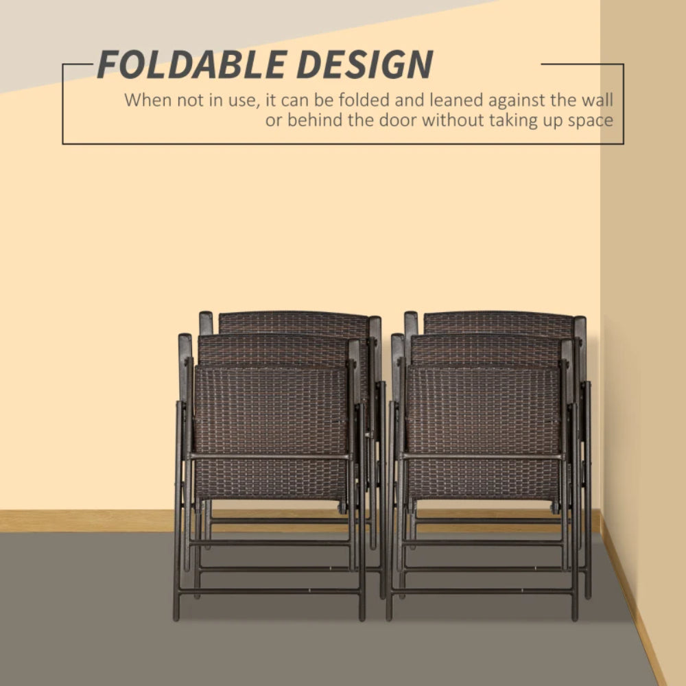 Outsunny Set of Two Folding Rattan Seat Chairs