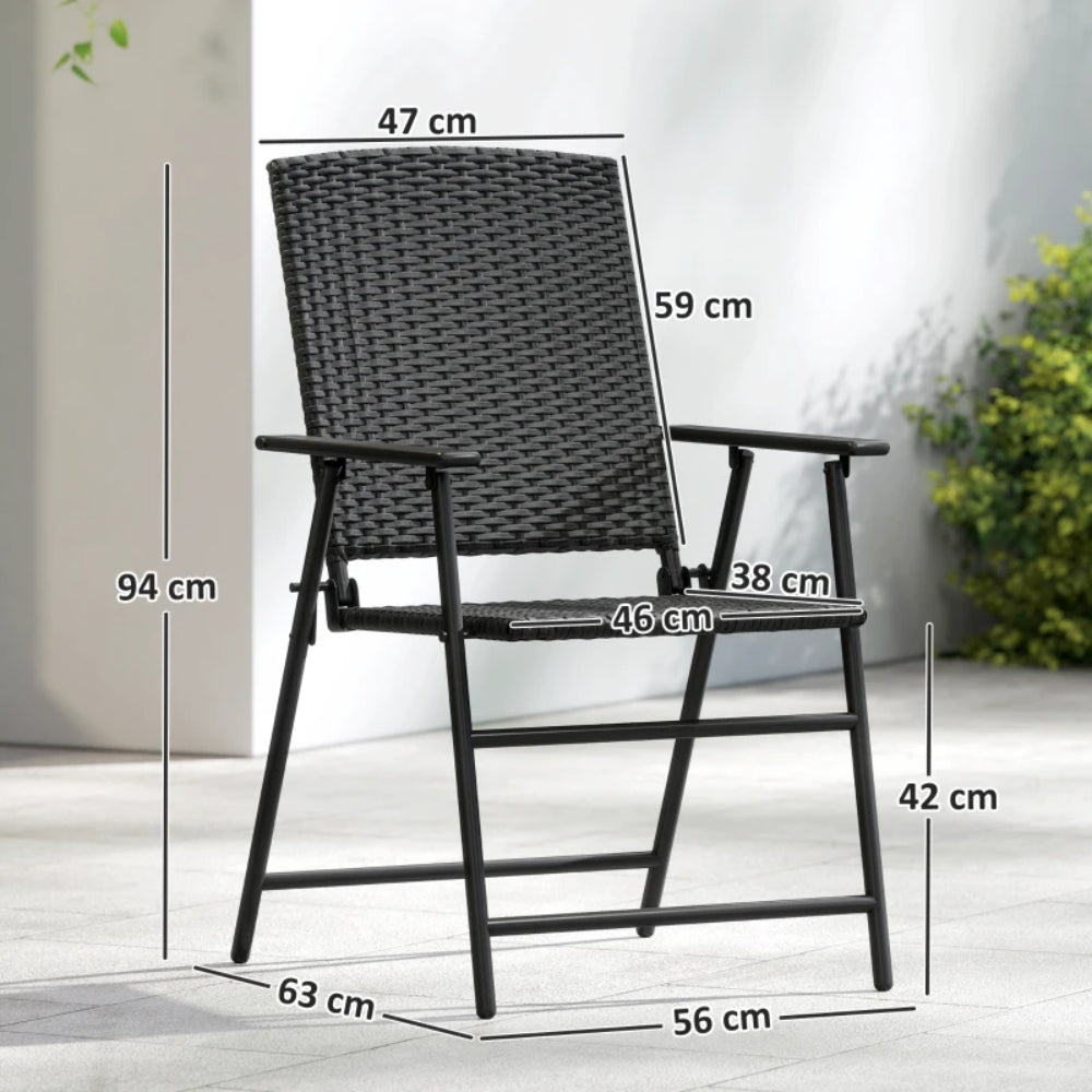 Outsunny Set of Two Folding Rattan Seat Chairs