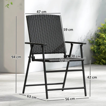 Outsunny Set of Two Folding Rattan Seat Chairs