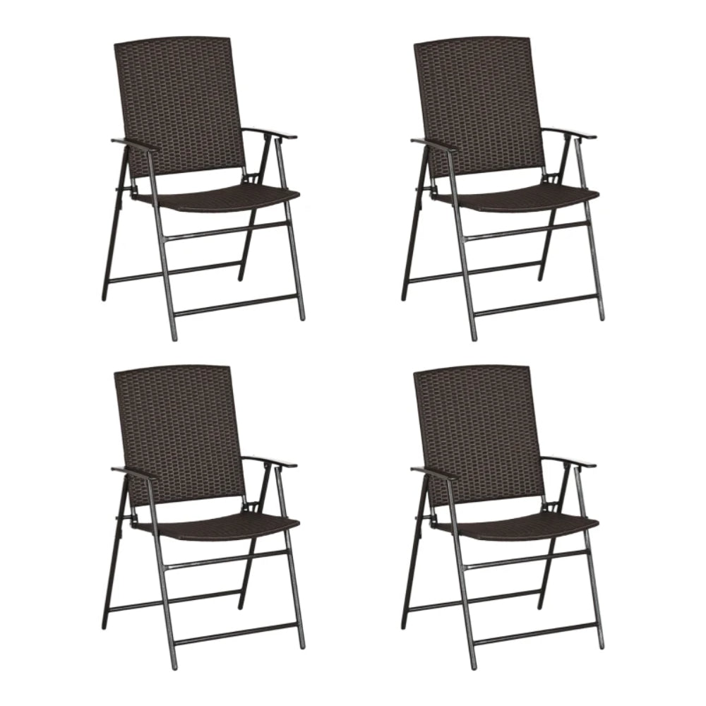 Outsunny Set of Two Folding Rattan Seat Chairs
