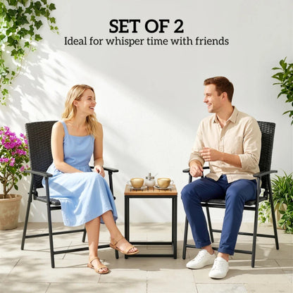 Outsunny Set of Two Folding Rattan Seat Chairs