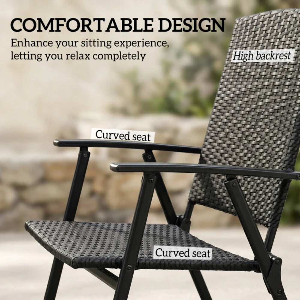 Outsunny Set of Two Folding Rattan Seat Chairs