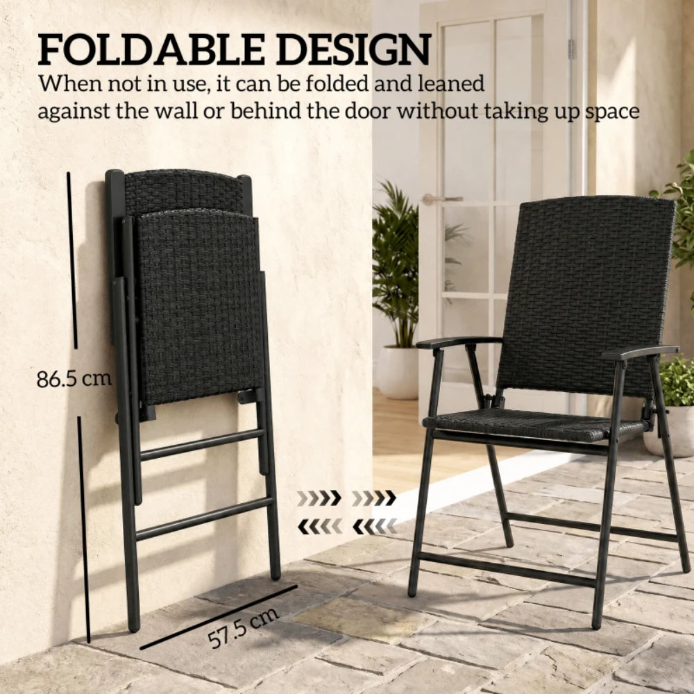 Outsunny Set of Two Folding Rattan Seat Chairs