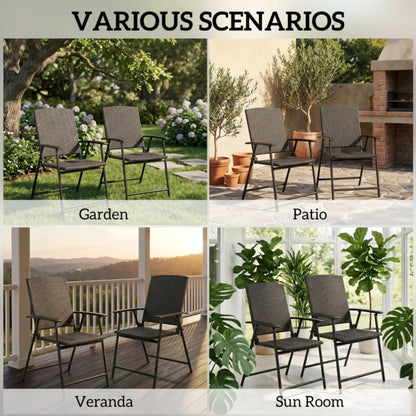 Outsunny Set of Two Folding Rattan Seat Chairs