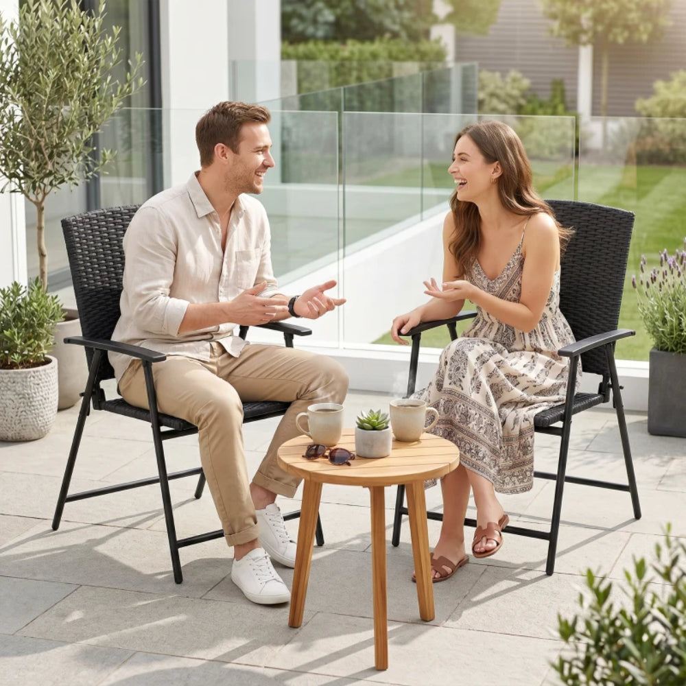 Outsunny Set of Two Folding Rattan Seat Chairs