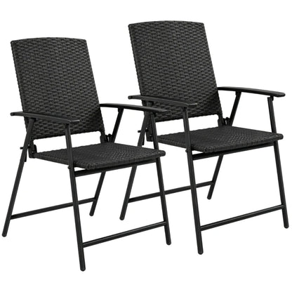 Outsunny Set of Two Folding Rattan Seat Chairs