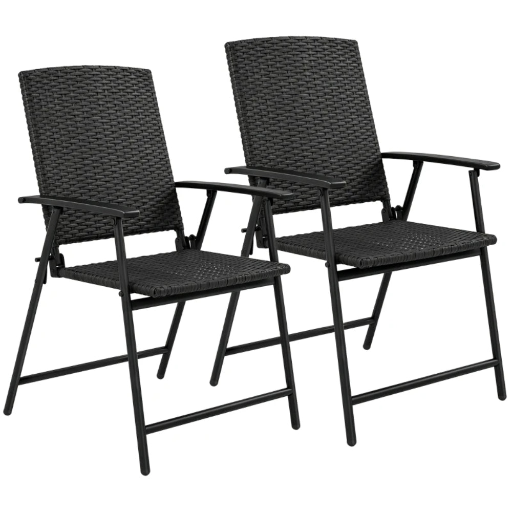 Outsunny Set of Two Folding Rattan Seat Chairs