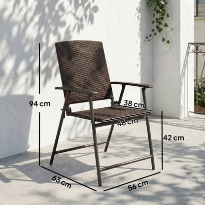 Outsunny Set of Two Folding Rattan Seat Chairs - Brown