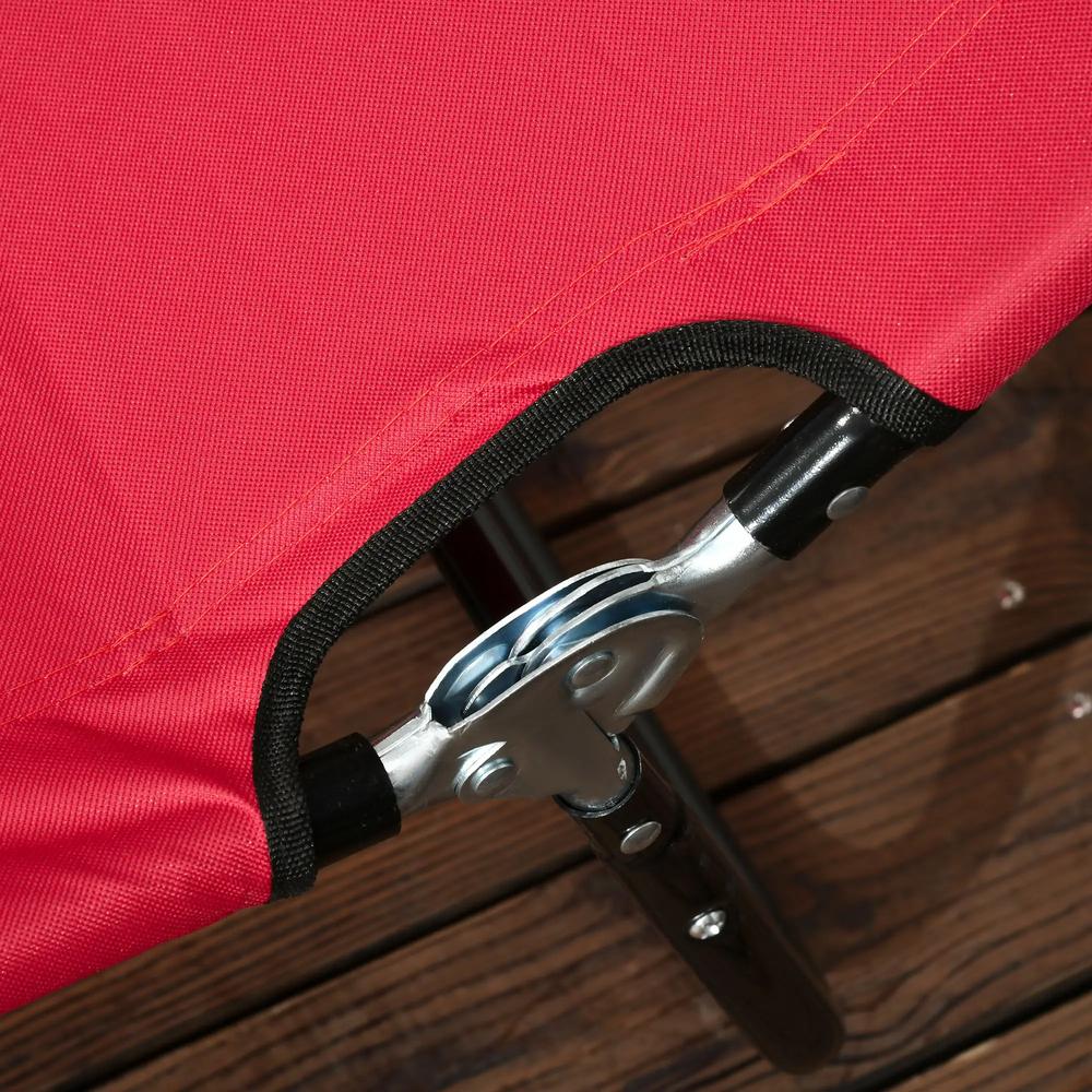Outsunny Set of Two Folding Sun Loungers - Red 6
