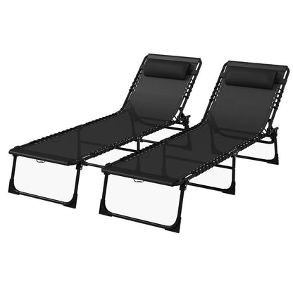 Outsunny Set of Two Folding Sun Loungers, with Four-Position Backs 10