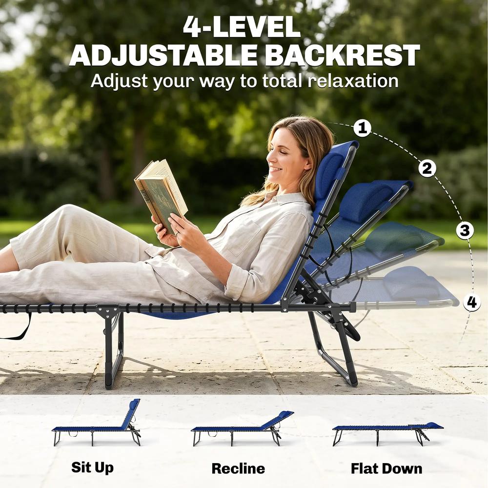 Outsunny Set of Two Folding Sun Loungers, with Four-Position Backs 14