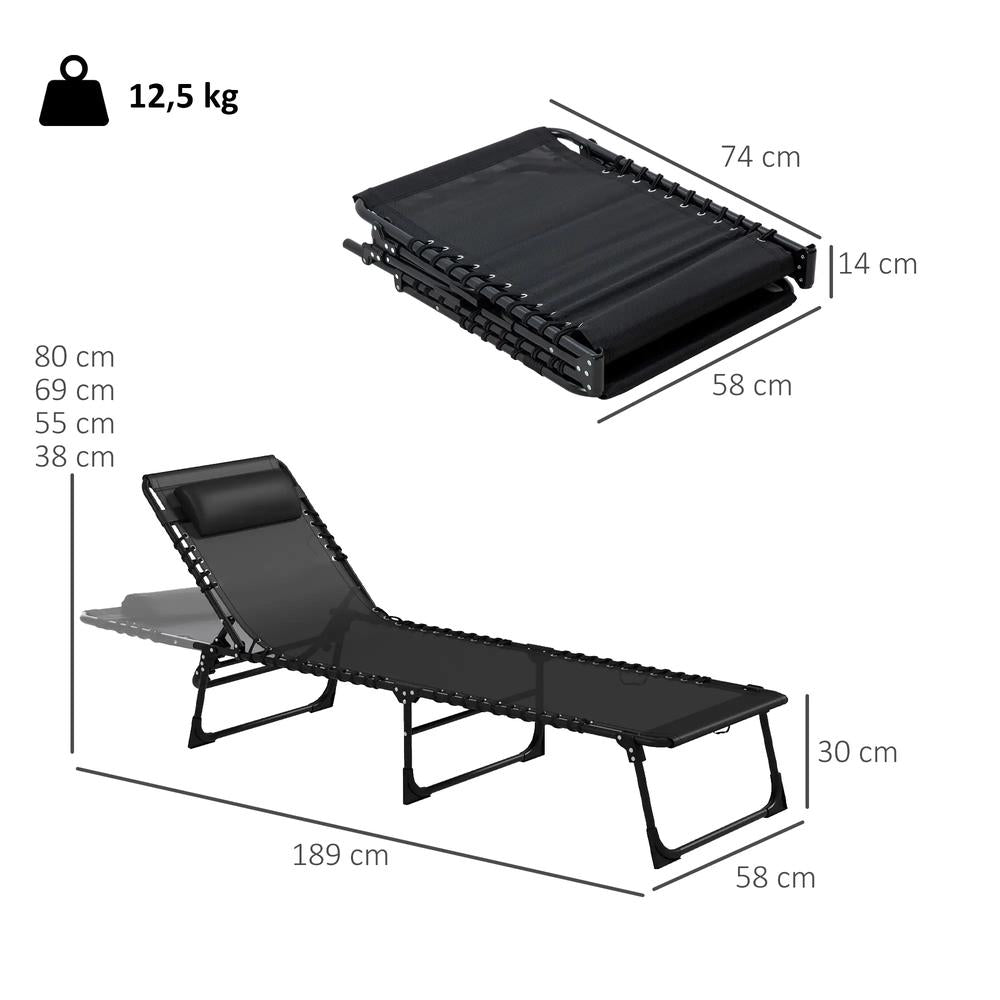 Outsunny Set of Two Folding Sun Loungers, with Four-Position Backs 2
