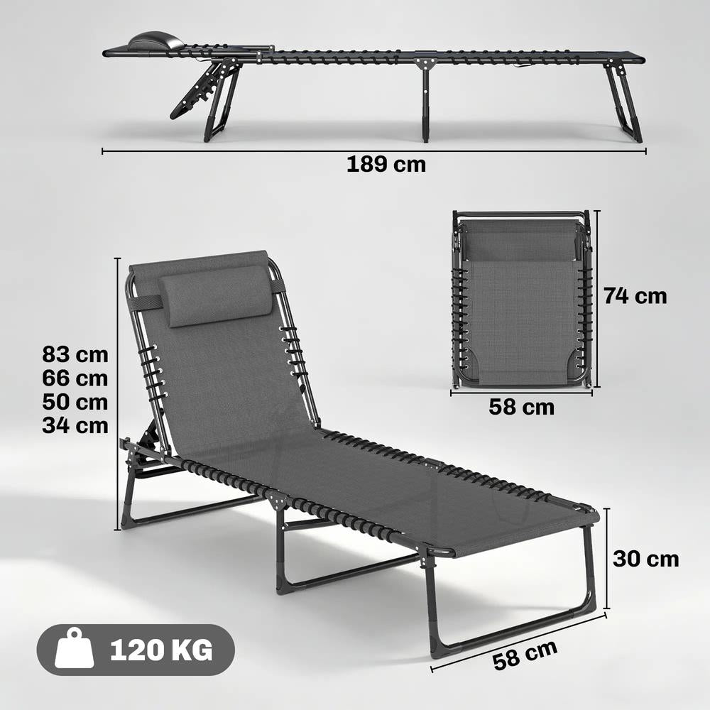 Outsunny Set of Two Folding Sun Loungers, with Four-Position Backs 24