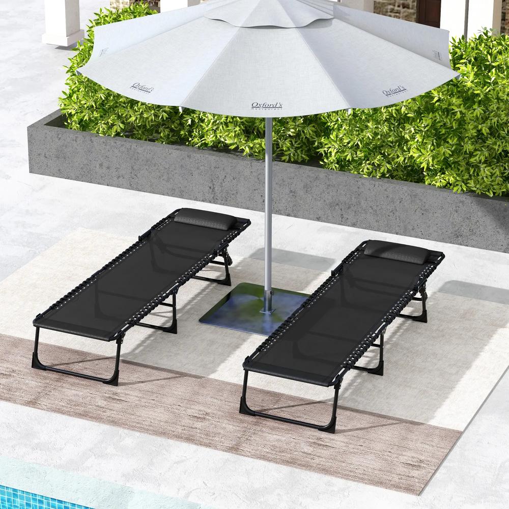 Outsunny Set of Two Folding Sun Loungers, with Four-Position Backs 6