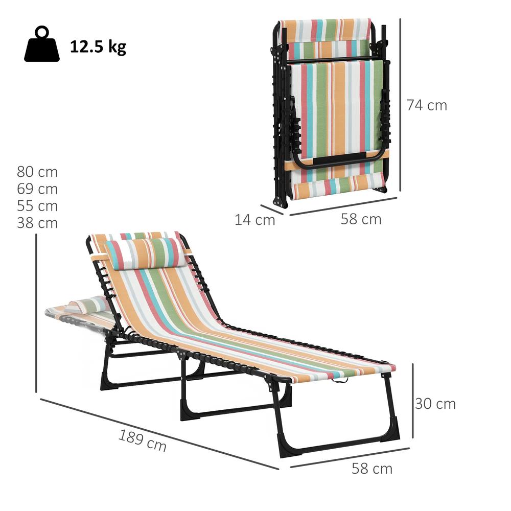 Outsunny Set of Two Folding Sun Loungers, with Four-Position Backs - Multicoloured 2