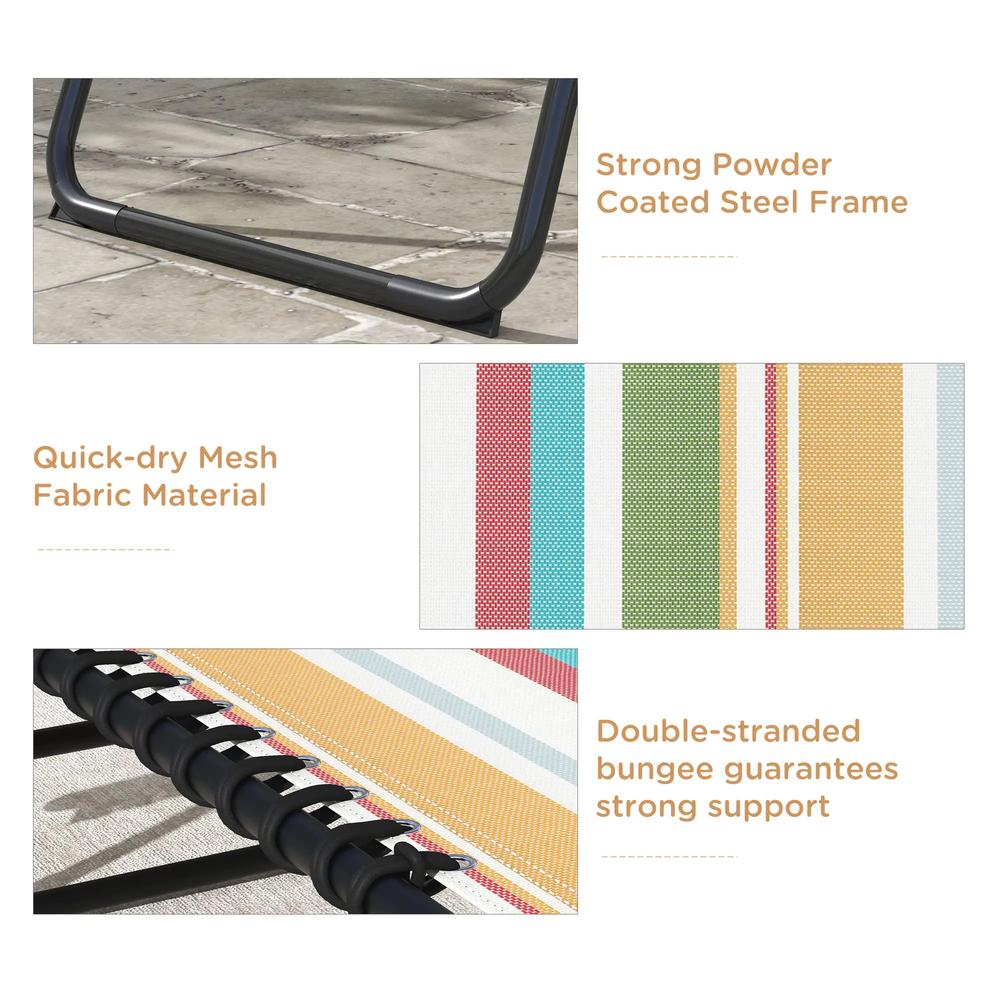 Outsunny Set of Two Folding Sun Loungers, with Four-Position Backs - Multicoloured 4