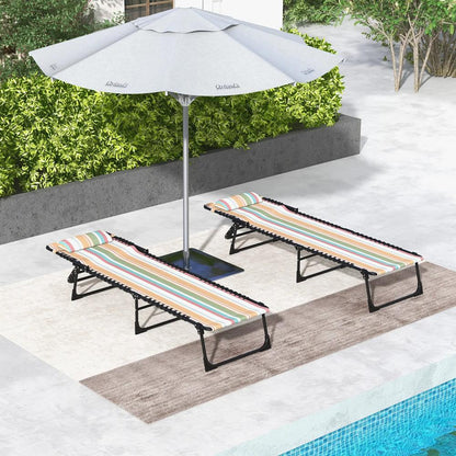 Outsunny Set of Two Folding Sun Loungers, with Four-Position Backs - Multicoloured 6