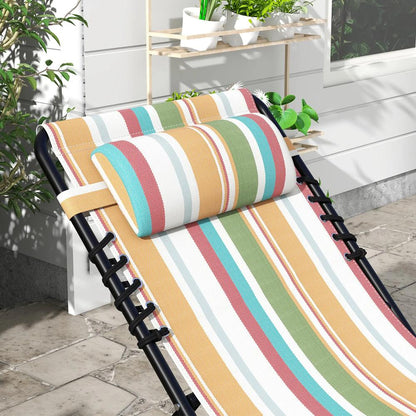 Outsunny Set of Two Folding Sun Loungers, with Four-Position Backs - Multicoloured 7