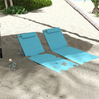 Outsunny Set of Two Metal Frame Beach Chairs, with Reclining Backs 1