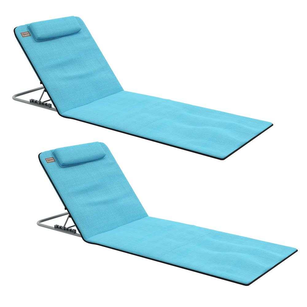Outsunny Set of Two Metal Frame Beach Chairs, with Reclining Backs 10