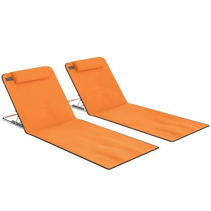 Outsunny Set of Two Metal Frame Beach Chairs, with Reclining Backs 11