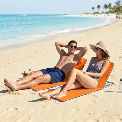 Outsunny Set of Two Metal Frame Beach Chairs, with Reclining Backs 12