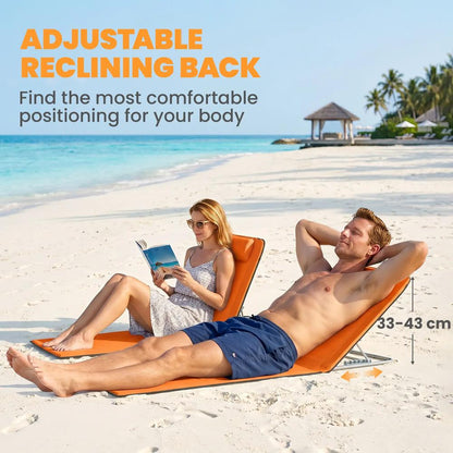 Outsunny Set of Two Metal Frame Beach Chairs, with Reclining Backs 15