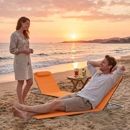 Outsunny Set of Two Metal Frame Beach Chairs, with Reclining Backs 18