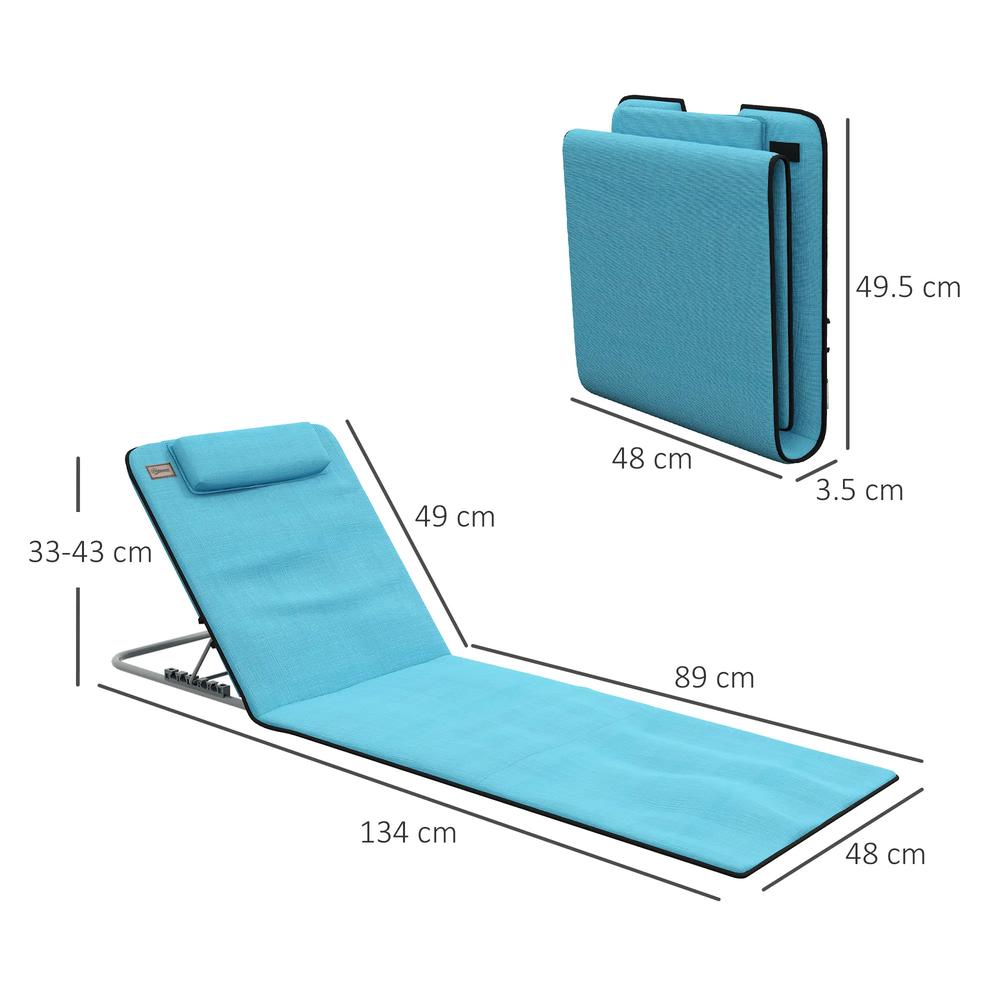 Outsunny Set of Two Metal Frame Beach Chairs, with Reclining Backs 2