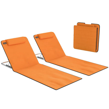 Outsunny Set of Two Metal Frame Beach Chairs, with Reclining Backs 20