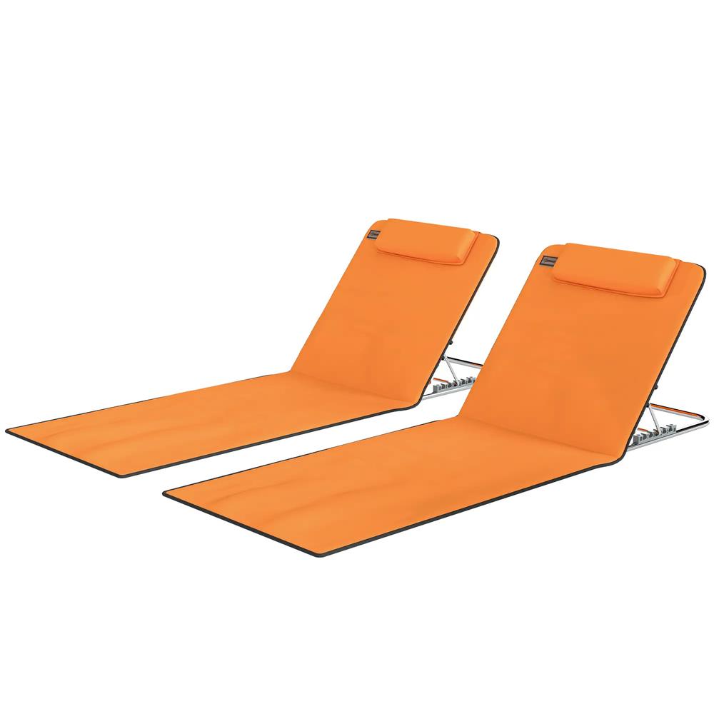 Outsunny Set of Two Metal Frame Beach Chairs, with Reclining Backs 21