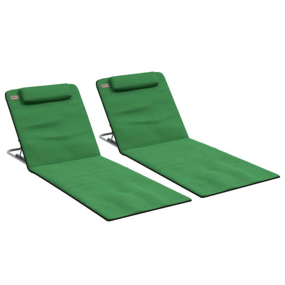 Outsunny Set of Two Metal Frame Beach Chairs, with Reclining Backs 22