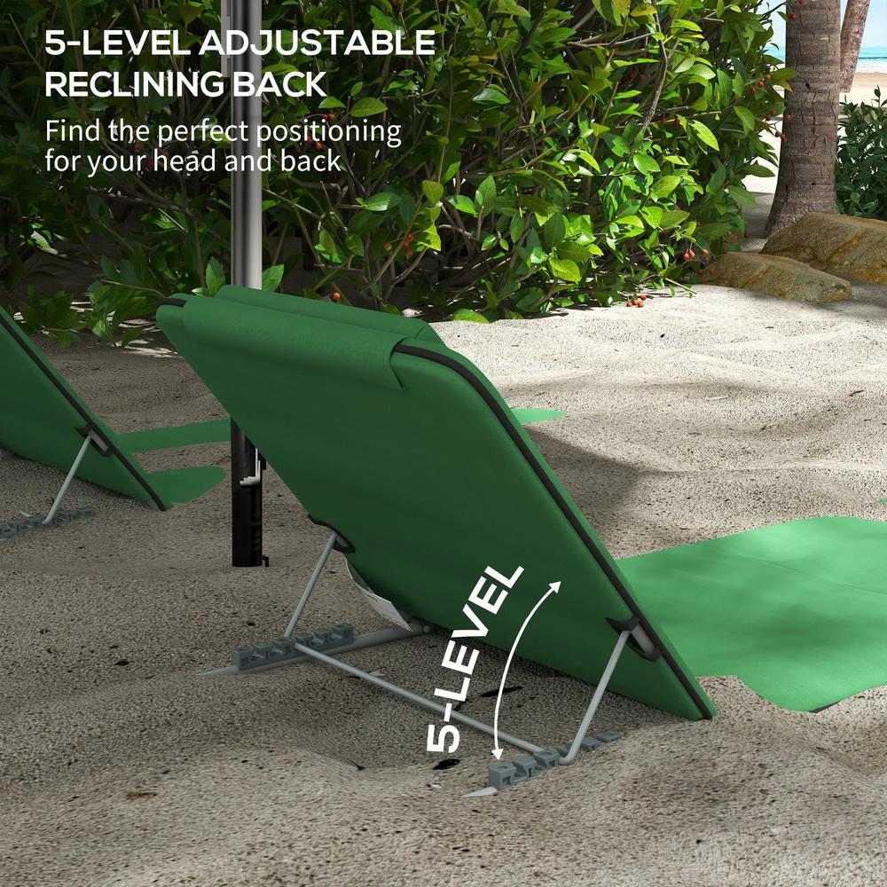 Outsunny Set of Two Metal Frame Beach Chairs, with Reclining Backs 27