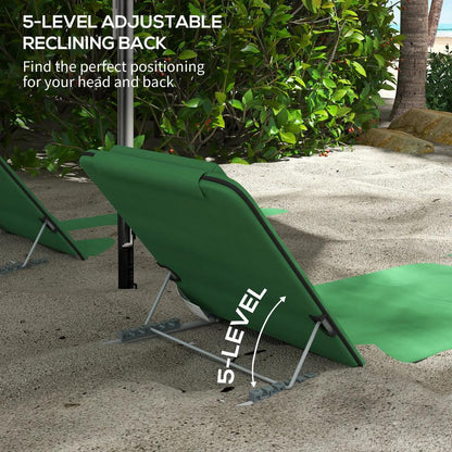 Outsunny Set of Two Metal Frame Beach Chairs, with Reclining Backs 27
