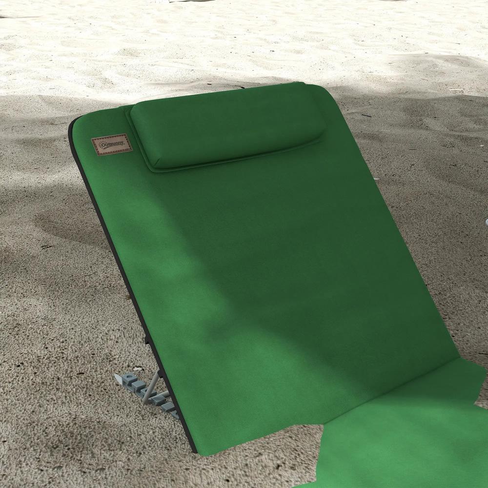 Outsunny Set of Two Metal Frame Beach Chairs, with Reclining Backs 29