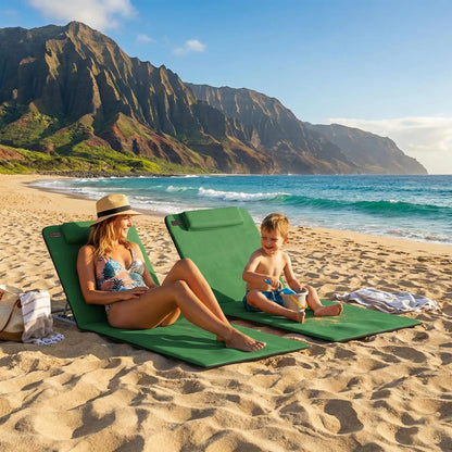 Outsunny Set of Two Metal Frame Beach Chairs, with Reclining Backs 31