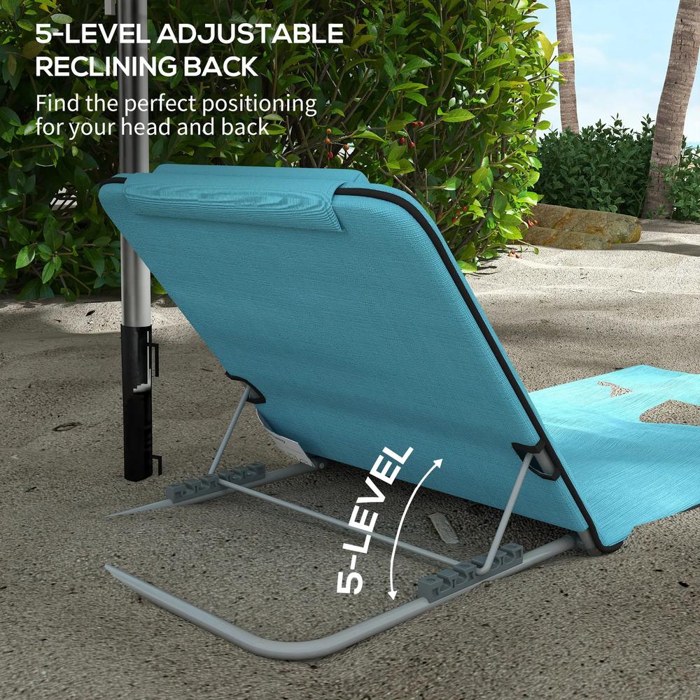 Outsunny Set of Two Metal Frame Beach Chairs, with Reclining Backs 5