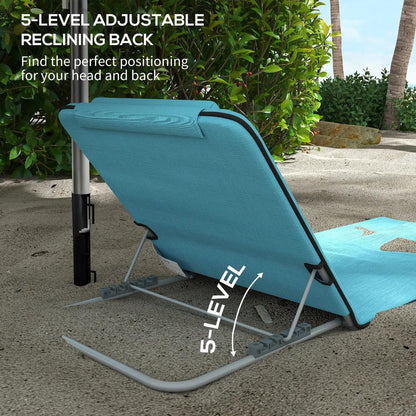 Outsunny Set of Two Metal Frame Beach Chairs, with Reclining Backs 5