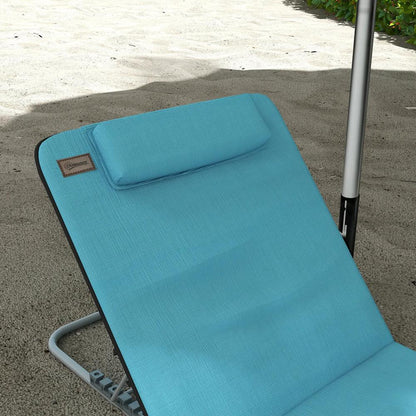 Outsunny Set of Two Metal Frame Beach Chairs, with Reclining Backs 7