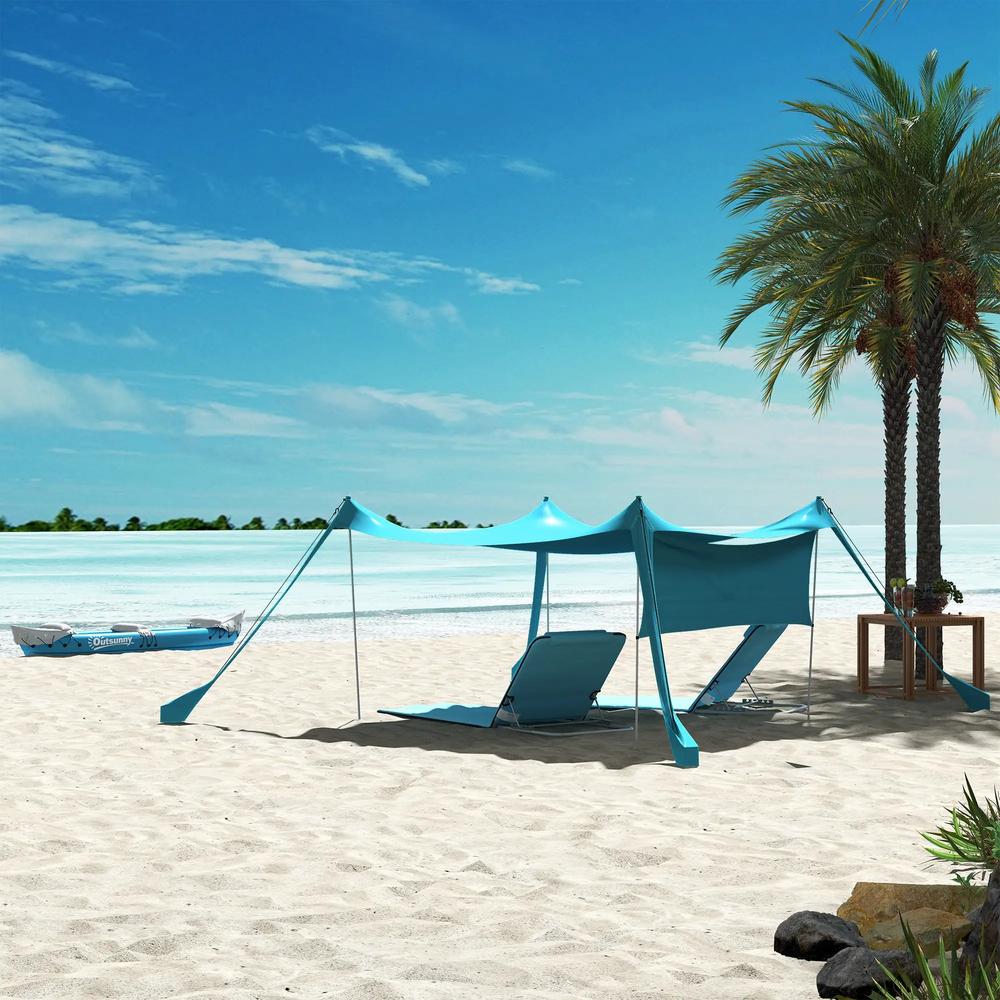 Outsunny Set of Two Metal Frame Beach Chairs, with Reclining Backs 8