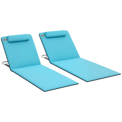 Outsunny Set of Two Metal Frame Beach Chairs, with Reclining Backs 9