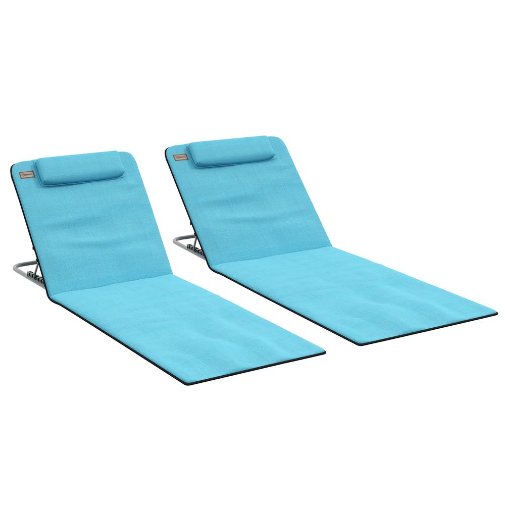 Outsunny Set of Two Metal Frame Beach Chairs, with Reclining Backs 