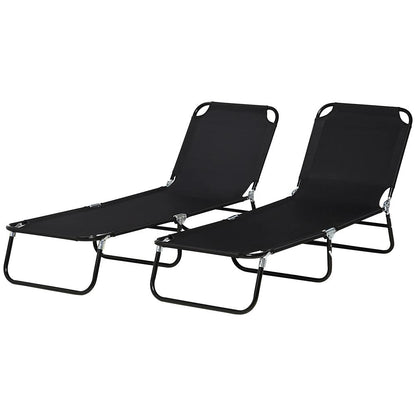 Outsunny Set of Two Metal Frame Folding Sun Loungers 19
