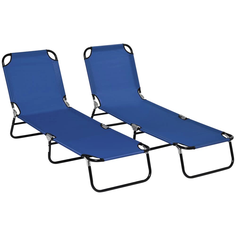 Outsunny Set of Two Metal Frame Folding Sun Loungers 20