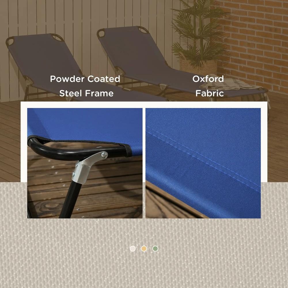 Outsunny Set of Two Metal Frame Folding Sun Loungers 25