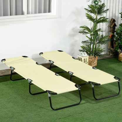 Outsunny Set of Two Metal Frame Folding Sun Loungers 8