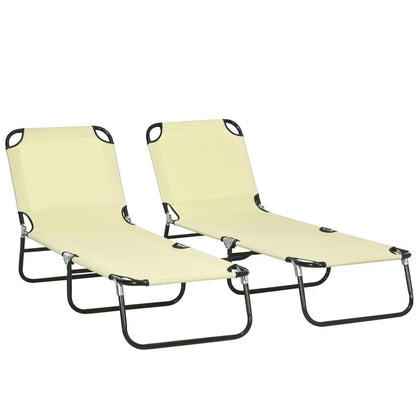 Outsunny Set of Two Metal Frame Folding Sun Loungers 
