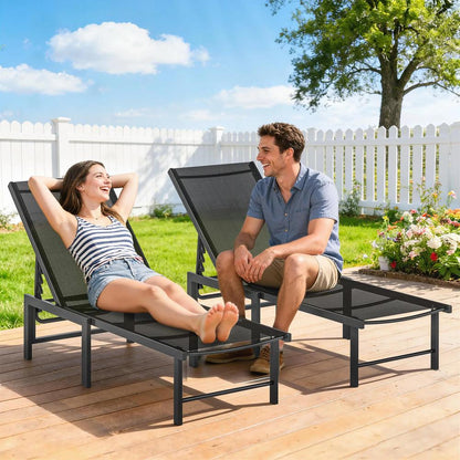Outsunny Set of Two Reclining Sun Loungers 186 x 60 x 34 cm 1